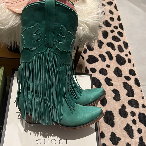 Junk Gypsy Lane Fringe Teal Cowboy 🤠 Boots 7.5 7 - Picture 14 of 16